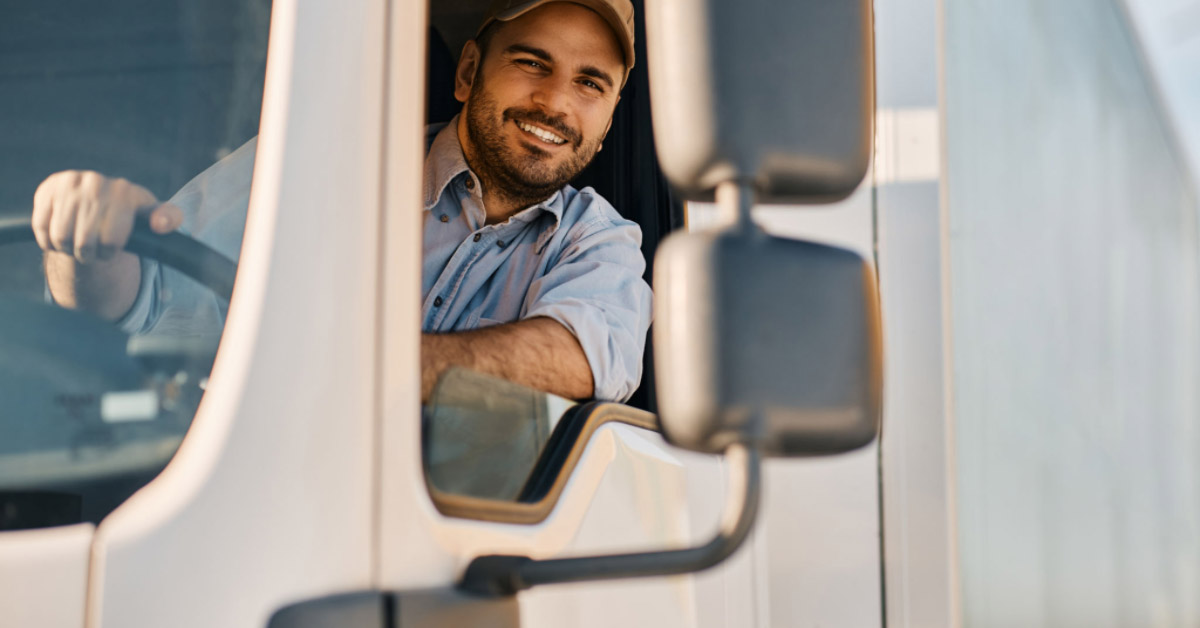 man driving truck